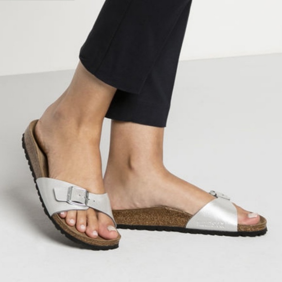 graceful silver birkenstocks